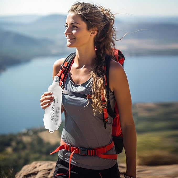 Transparent Frosted Texture Soft Flask, TPU Foldable Running Hydration Flask, for Hydration Packs/Running Vests-Running, Hiking, Cycling Folding Bottle-5 oz (150 ml)