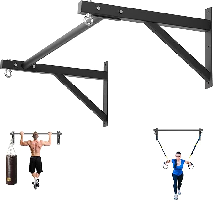 HWOOUSA Pull Up Bar Wall Mounted, Heavy Duty 650 lbs Capacity Chin Up Bar, 48" Multi-Grip Strength Training Pull-up Bars, ...