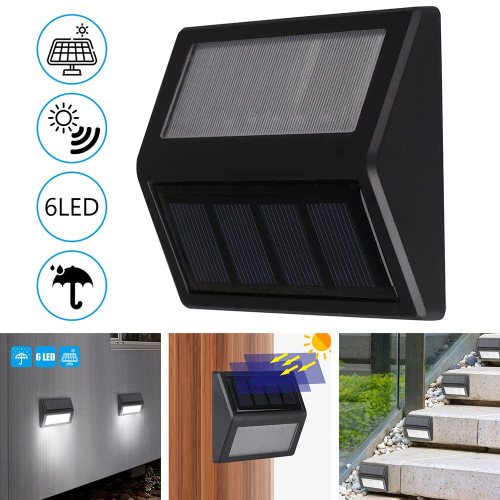Follateas Solar Lights Outdoor  Waterproof Solar Powered Deck Step Lights For Patio Garden Backyard Garage Driveway Pathway Outside Wall Lighting (Warm White/12 Pack)