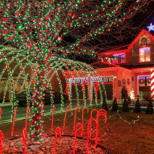 EEW 200 LED Solar String Lights Outdoor Waterproof, 2 Pack, Copper, Red and Green, 8 Lighting Modes, Model CAIYUAN-100
