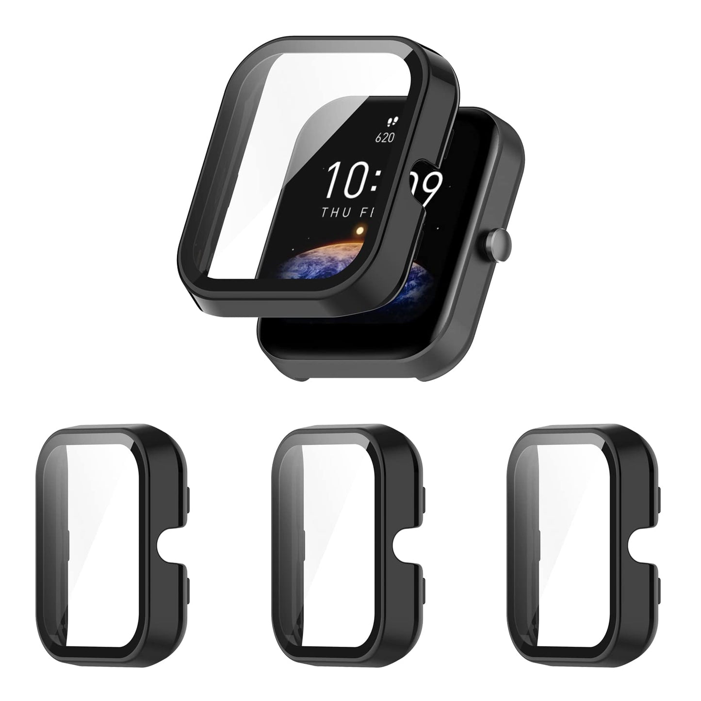 Case Compatible With Amazfit Bip 3/Bip 3 Pro Screen Protector Cover, All-Around Case Hard Pc Bumper Full Cover Shell For Amazfit