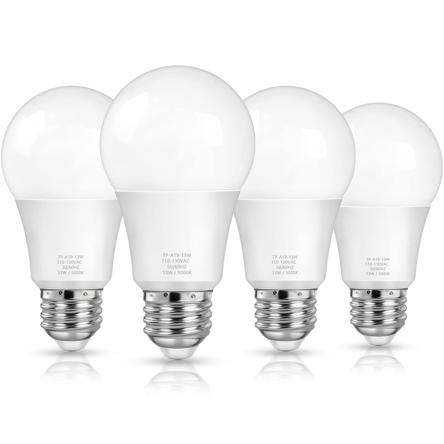 Maxvolador A19 Led Light Bulbs 100W Equivalent Daylight 5000K 1500 Lumens E26 Base 4-Pack