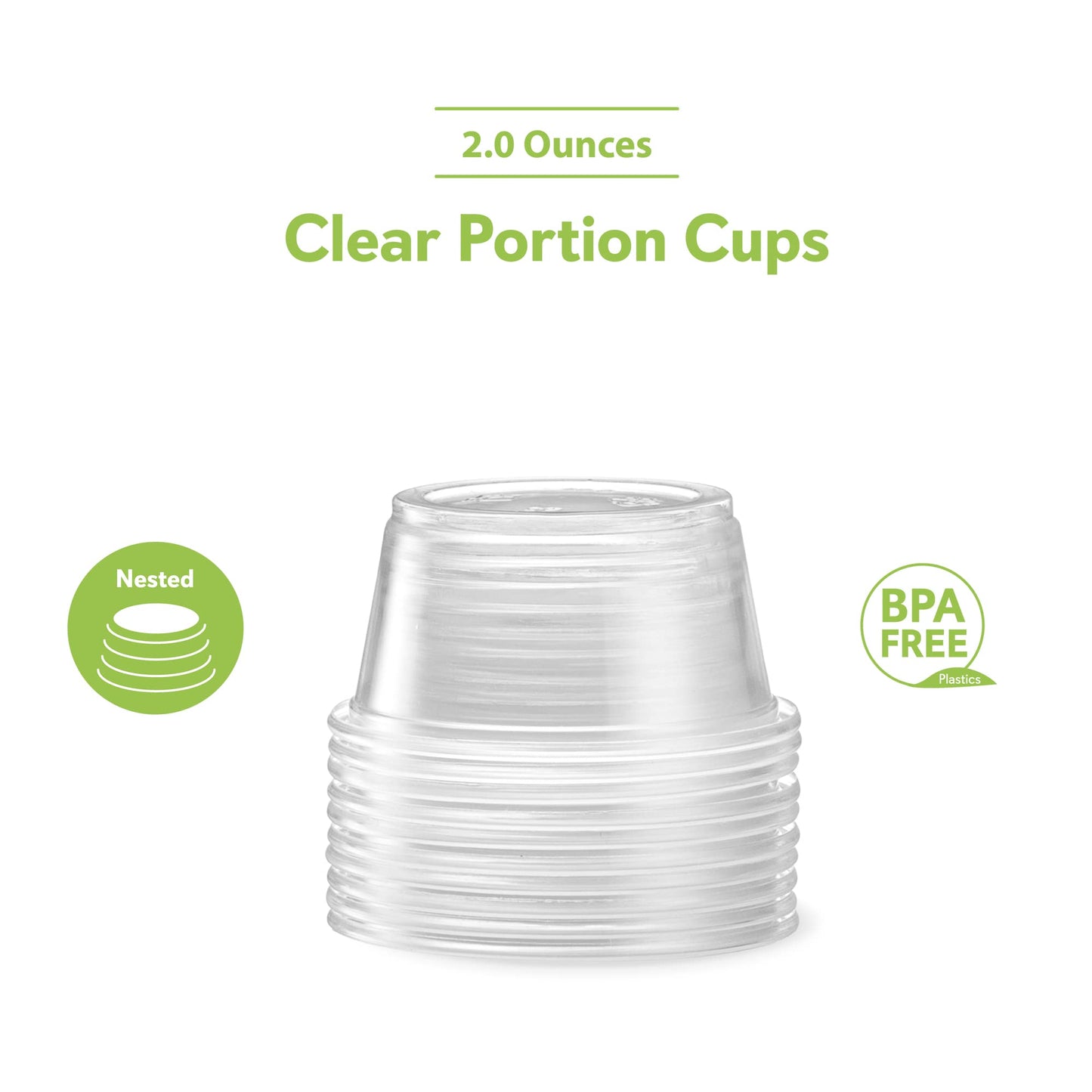 ELEGANT DISPOSABLES [2 oz - 200 Cups Clear] Diposable Plastic Portion Cups No Lids, Small Mini Containers For Portion Controll, Jello Shots, Meal Prep, Sauce Cups, Condiments, Medicine,