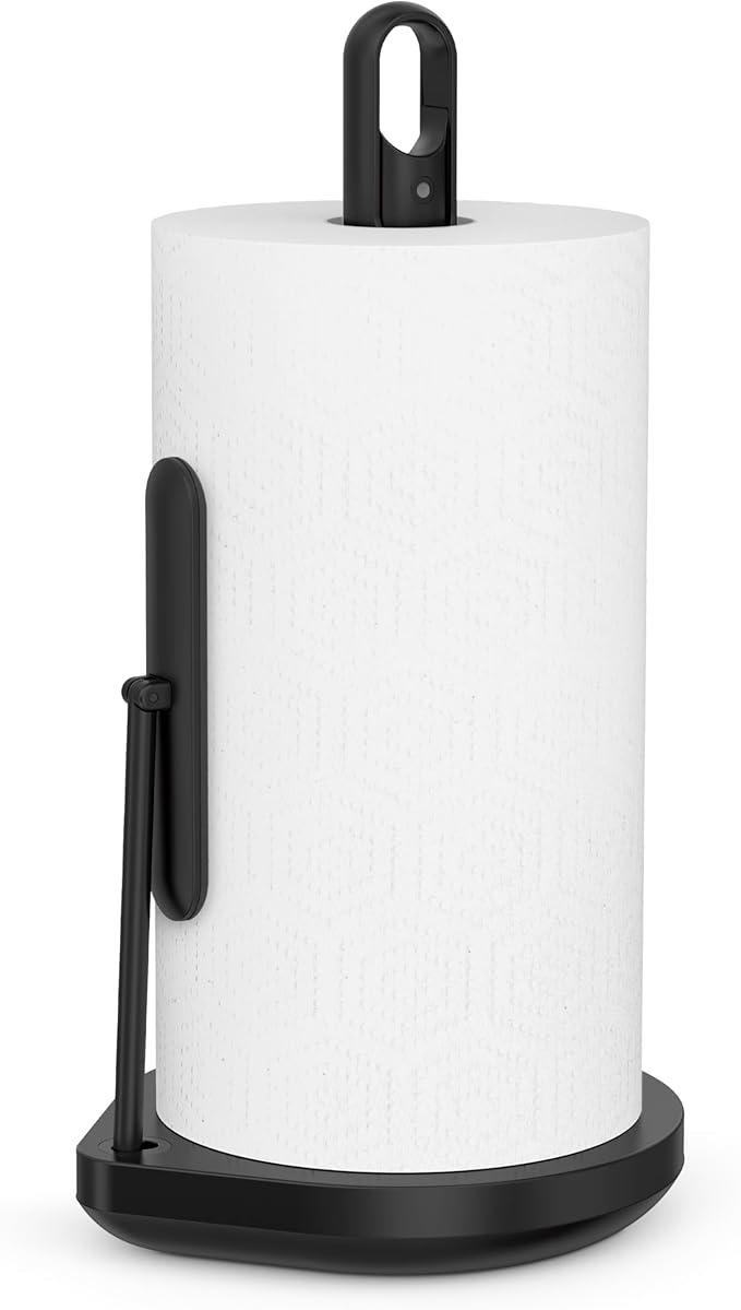 simplehuman Standing Paper Towel Holder with Spray Pump, Black Stainless Steel