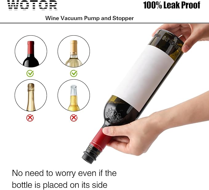 WOTOR Wine Stoppers Vacuum, Silicone Wine Saver & Preserver, Reusable Bottle Sealer, Keep Fresh (Black, 12 Pieces)