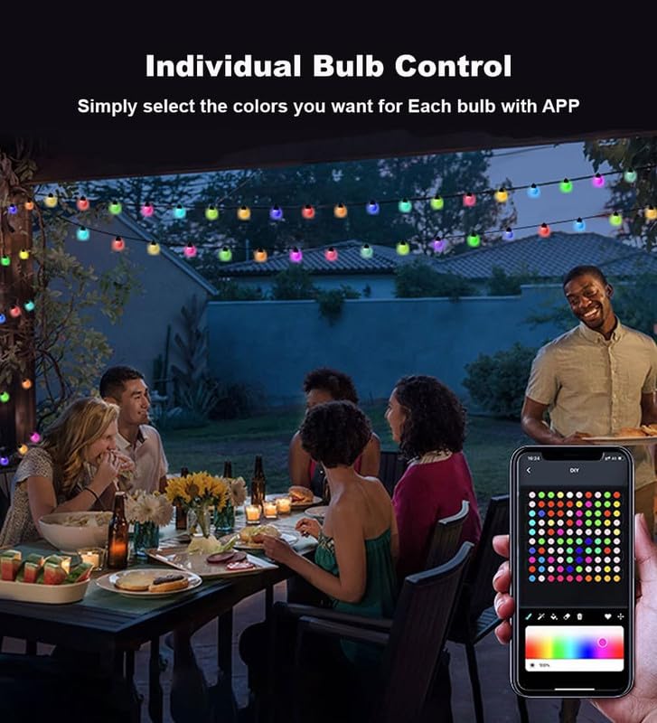 Hoofun 33Ft Smart Fairy Lights - Usb Powered Color Changing Globe String Lights, Bluetooth & Remote Control, Multicolor, Indoor/Outdoor