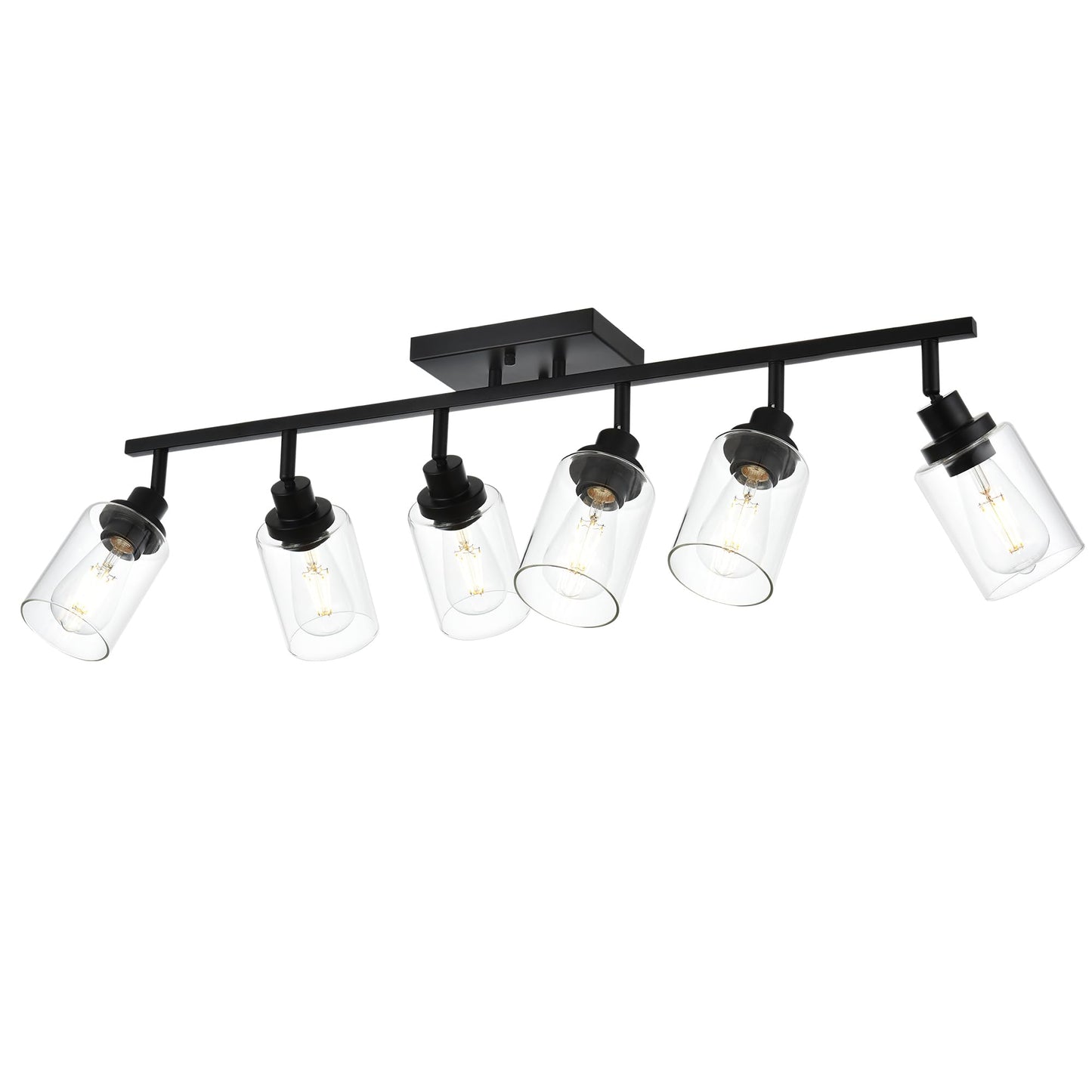 Wanluce 6-Light Track Lighting Kit Black Track Lighting Fixtures Bathroom Wall Sconces Ceiling Mount Kitchen Tracking Lights  Rotatable Spotlight With Clear Glass Shade For Kitchen Shop Hallway
