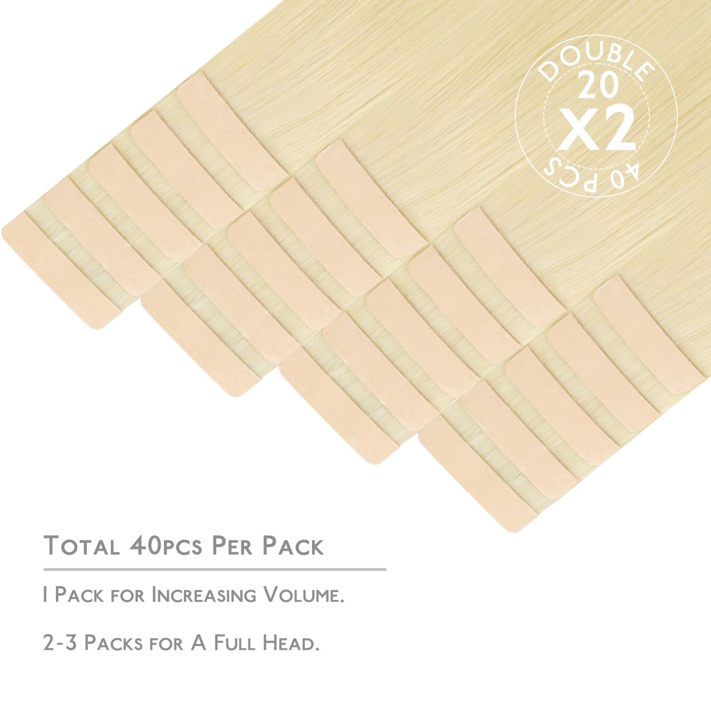 WENNALIFE Tape in Hair Extensions Human Hair, 40pcs 100g 14 inch Bleach Blonde Remy Hair Straight Tape in Extensions Invisible R