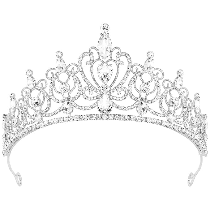 TODDER Silver Tiara for Women Girls Rhinestone Princess Queen Crowns Crystal Headband for Girls Wedding Hair Accessories f...