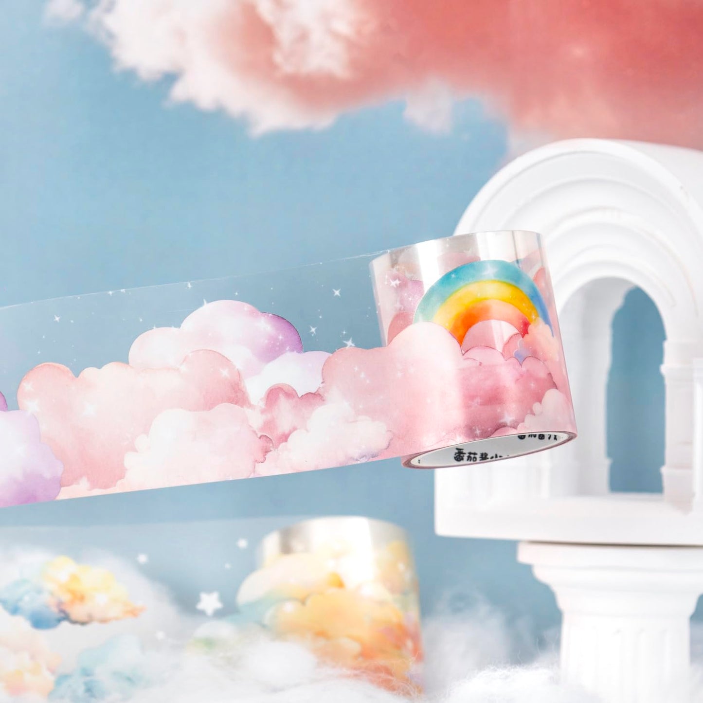 Dreamy Cloudscape PET Tape Set, 6 Rolls of Sky-Themed Stickers for Scrapbooking, Junk Journaling, DIY Crafts, and Art Supplies
