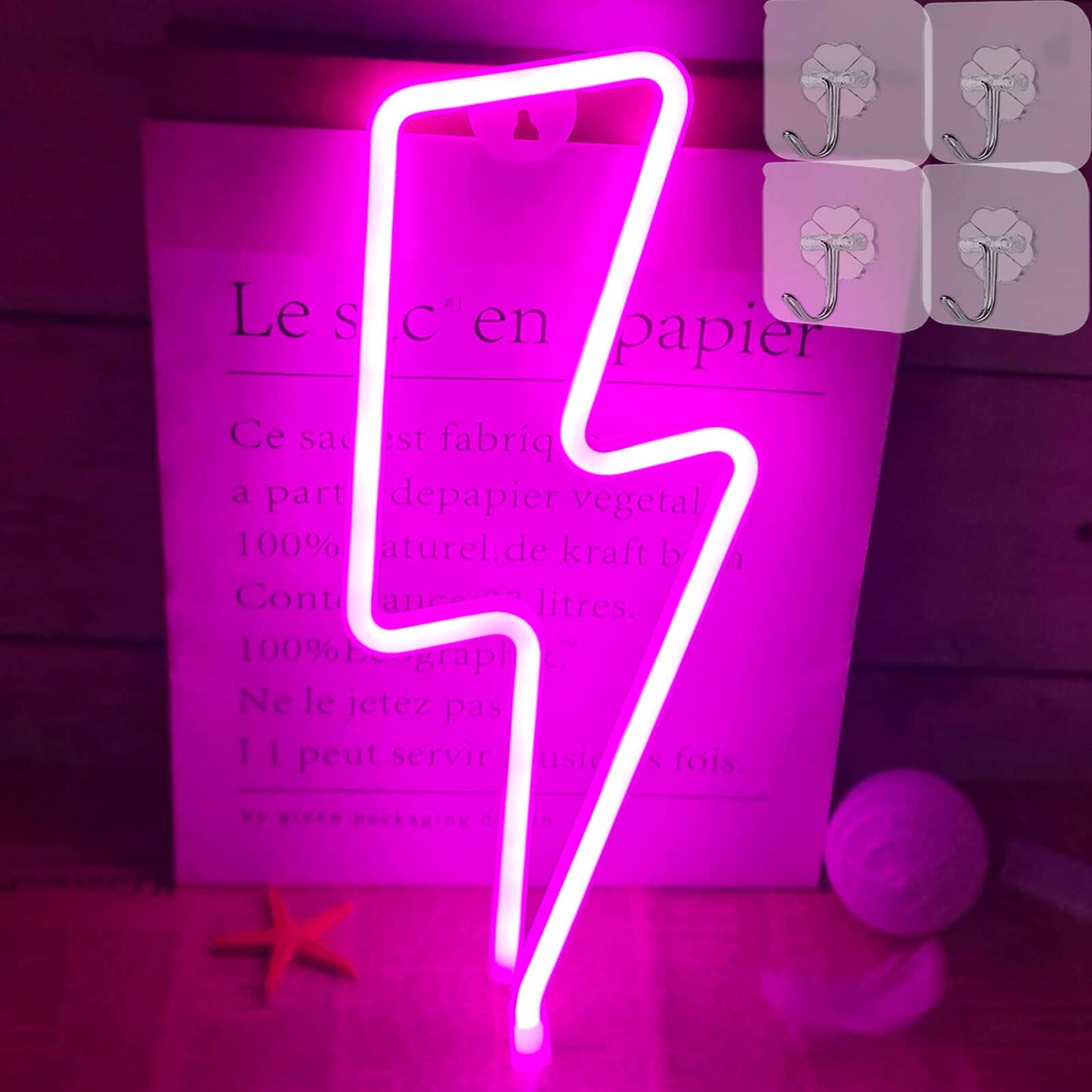 Vifulin Pink Neon Sign - Usb/Battery Powered Teen Room Decor, 4 Hooks, Crystal & Acrylic, Model Qdjznhd.G001P