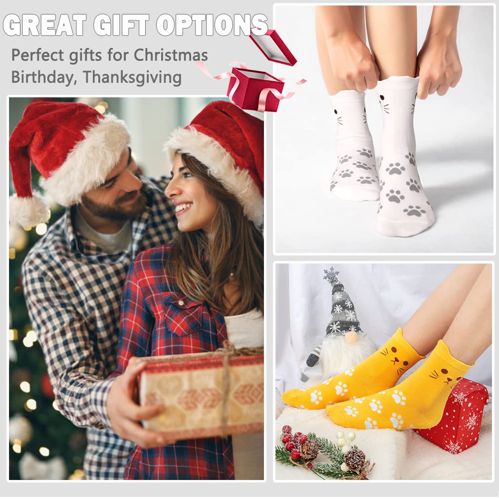 Ginmewrae Cat Socks Womens Fun Cute Animals Novelty Casual Socks Funny Birthday Christmas Gifts for Cat Lovers