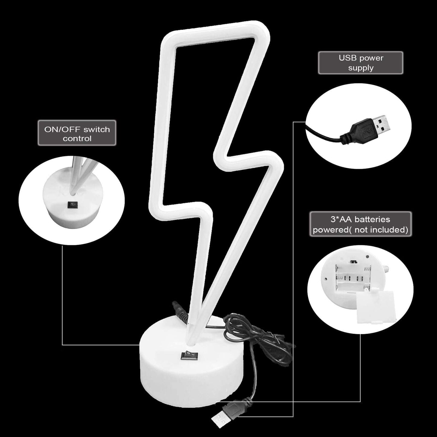 Vifulin Lightning Bolt Neon Sign - Led Room Decor For Teens, Usb/Battery, Blue, Model Qdjznhd.Z003B