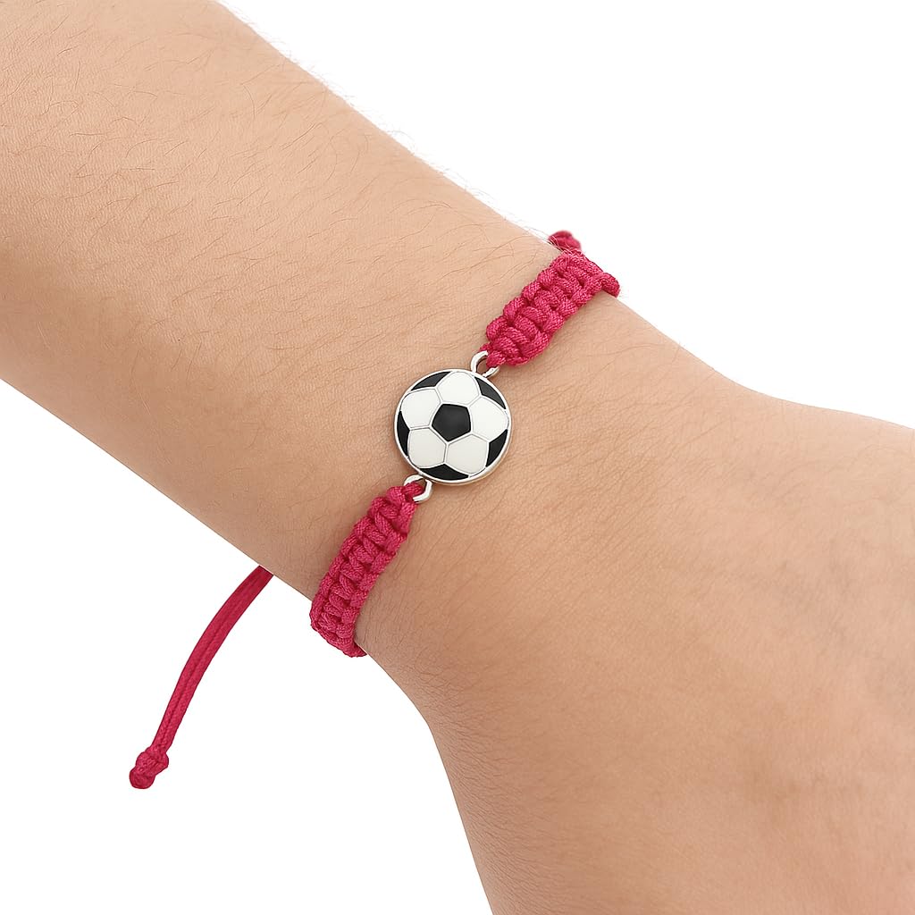 Soccer Bracelet, Soccer Jewelry, Adjustable Unisex Paracord Bracelets - Soccer Gift For Players and Teams(Hot Pink)