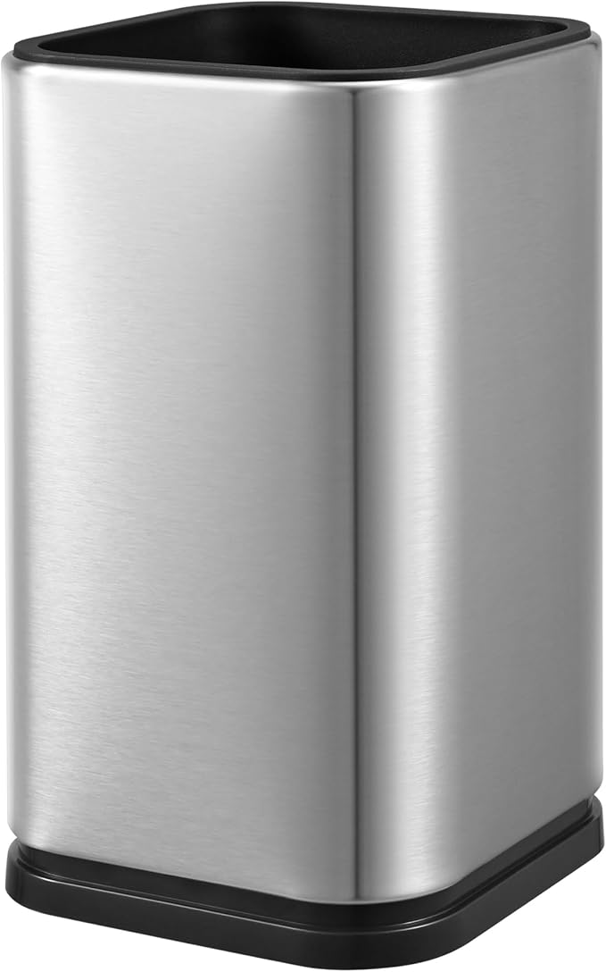 Large Square Stainless Steel Kitchen Utensil Crock, Countertop Holder for Spatulas, Spoons, Tongs & Whisks, Removable Base Organizer, Kitchen Tool Organizer & Cooking Utensil Holder