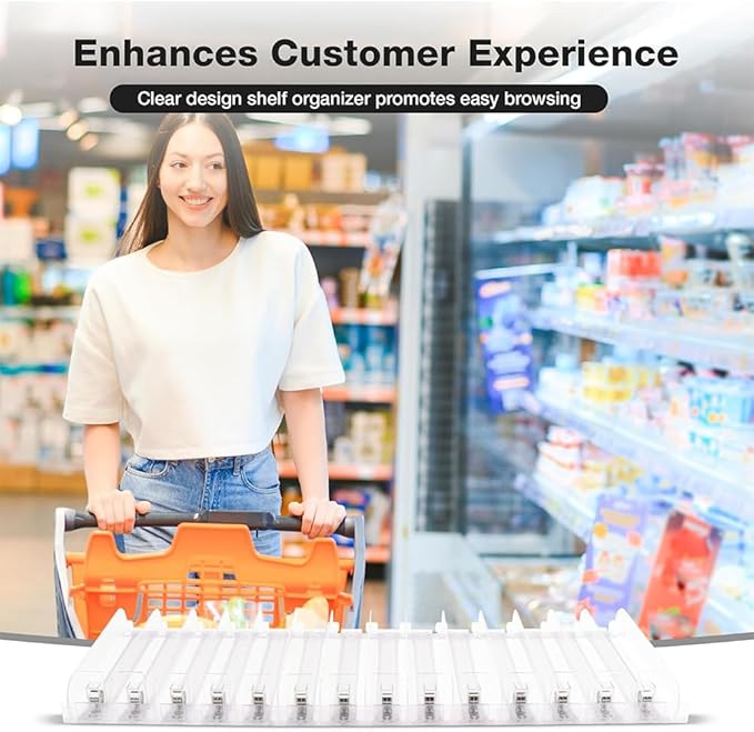 Pack of 3 Shelf Pushers – Spring-Loaded Display Organizer for Convenience Stores – Automatic Case Stand Pushers Rack for Gondola Shelves 15" & Above