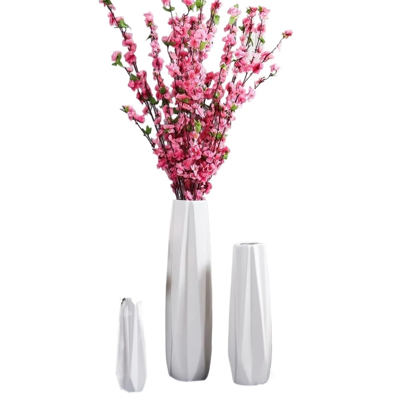 UHRLGHS Floor vase Ceramic Vase,Decorative Large,Floor, Large Floor Vase,White Ceramic Vase,Handcrafted,Sophisticated Vessel for Decorative Branches and Dried Flowers(White 45cm)