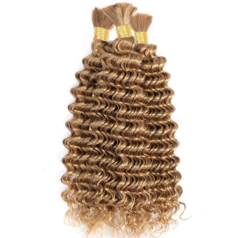 Human Braiding Hair for Boho Knotless Braids Deep Wave Bulk Human Hair for Braiding Hair Wet and Wavy Brazilian Virgin Human Boh