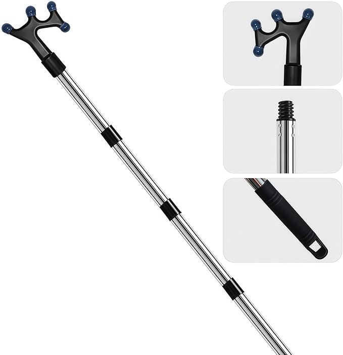 Boat Hook with 3-12Ft Adjustable Extension Pole, Stainless Steel Boat Accessories with Protective Rubber, Durable, Sturdy...