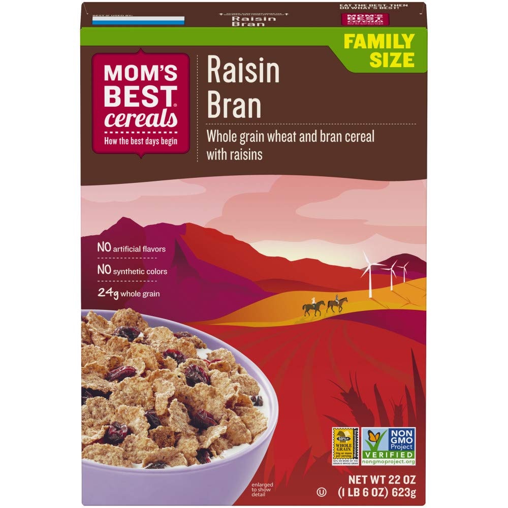 Mom s Best Raisin Bran Cereal, Whole Grain, 22 Ounces (Pack Of 10)