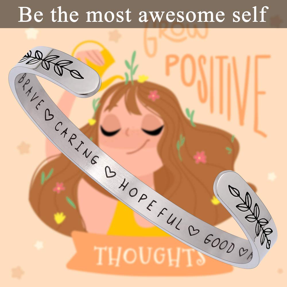 Btysun Bracelets for Women Inspirational Gifts for Her Motivational Cuff Bangle Friendship Friend Bracelets Mantra Quotes Engrav