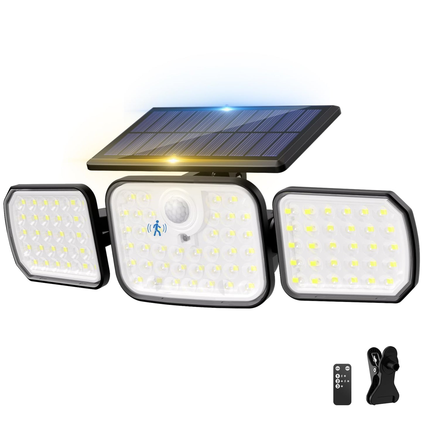 Peasur Solar Motion Lights Outdoor with Remote Control, IP65 Waterproof, 1 Pack, Black