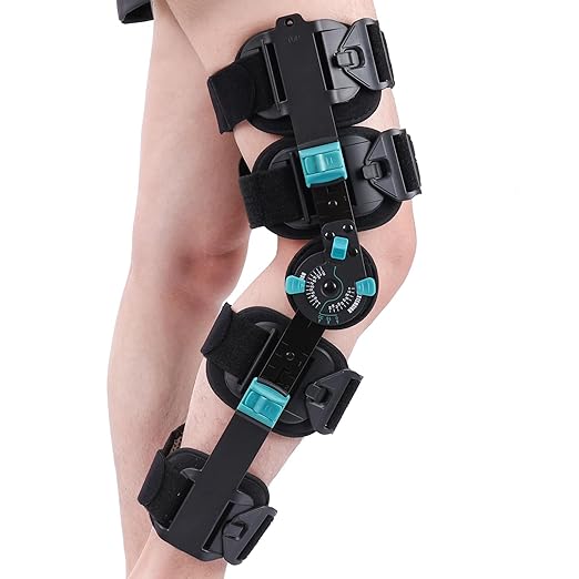 Hinged Rom Knee Brace, Adjustable Post Op Knee Immobilizer for Recovery Stabilization, ACL, MCL and PCL Injury, Medical Or...