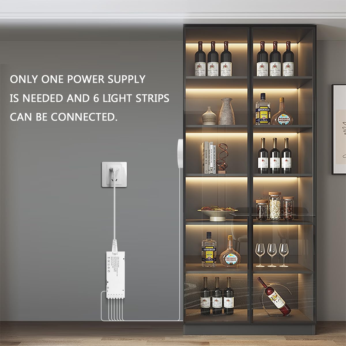 Led Under Cabinet Lighting Kit 6Pcs 12V Cob Led Strip Lights With 36W Adapter 1M/3.3Ft Penetrable Wood Touch Dimmable Led Strip 3000K Flexible Led Cabinet Lights For Indoor Kitchen  Book Shelf  Closet