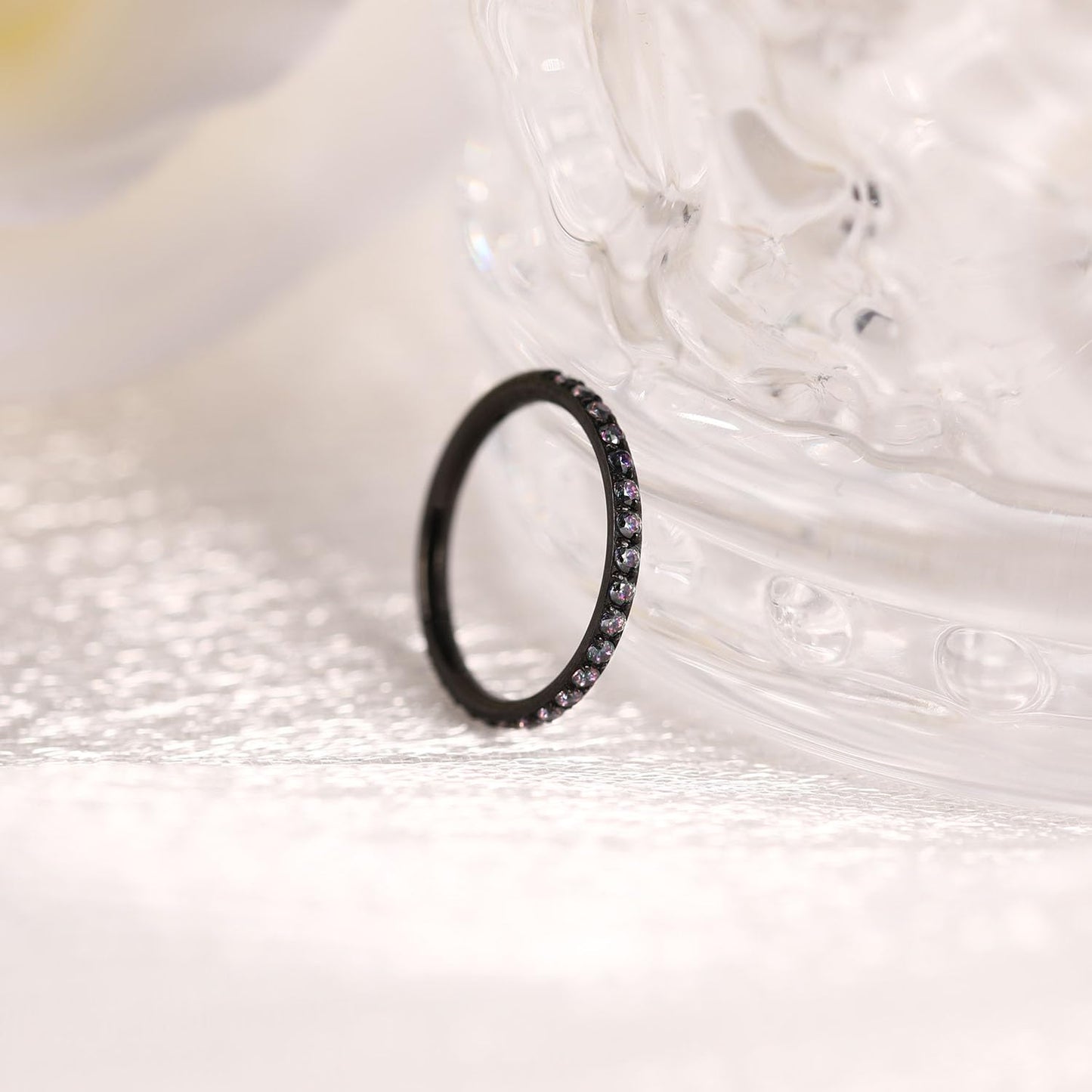 FUNLMO 16G Conch Piercing Jewelry 8mm Conch Earrings CZ Conch Hoop Earring Cartilage Earring Hoop Septum Jewelry Nose Ring Hoop