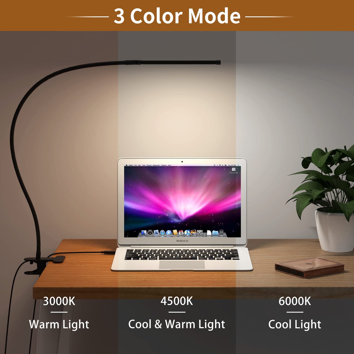 Izell Led Desk Lamp [2-Pack] - 77 Leds, 3 Color Modes, 10 Brightness Levels, Flexible Gooseneck, Black, Model Tbl725-Bk-Us
