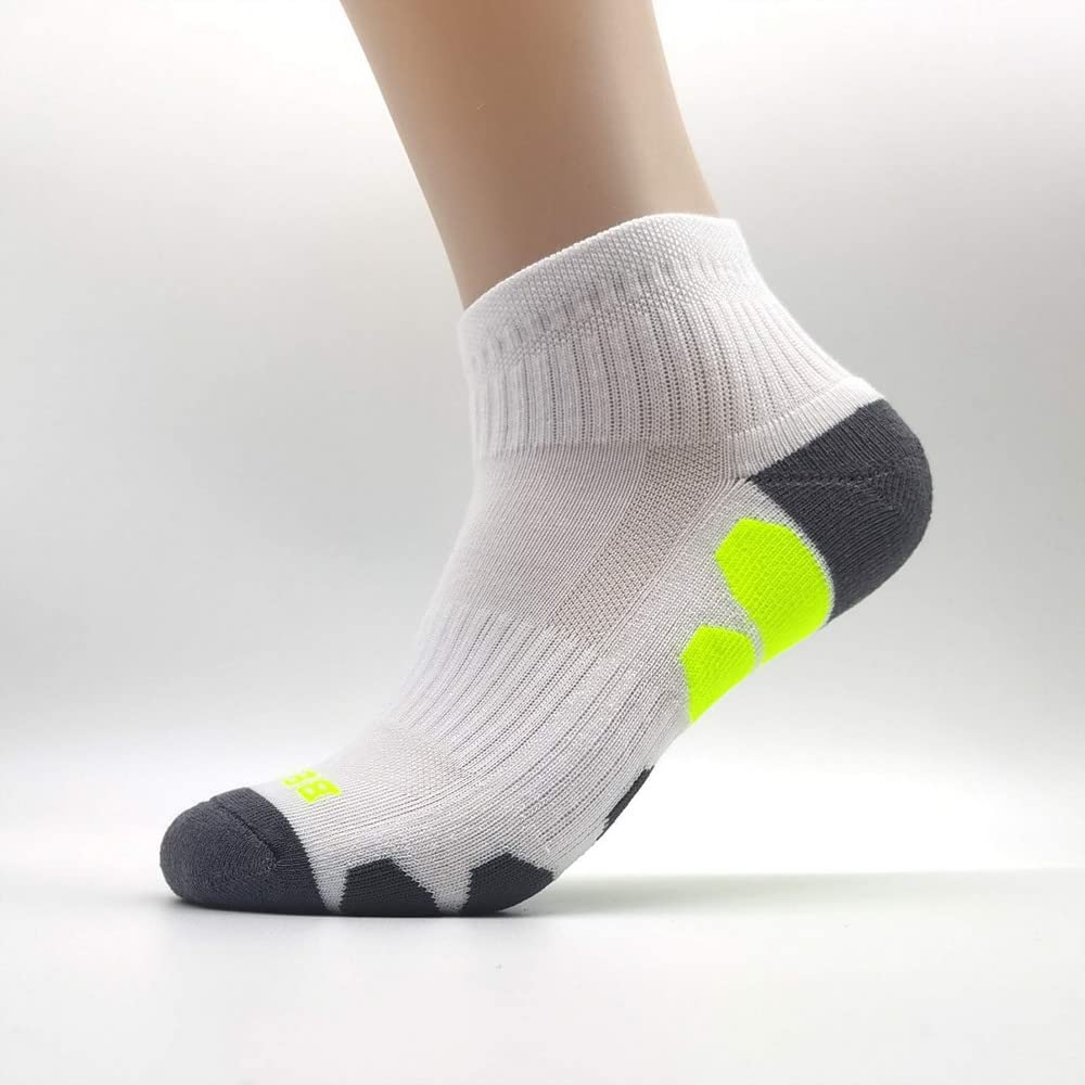 BERING Men's Performance Athletic Ankle Running Socks, White, Size 9-12, 6 Pairs