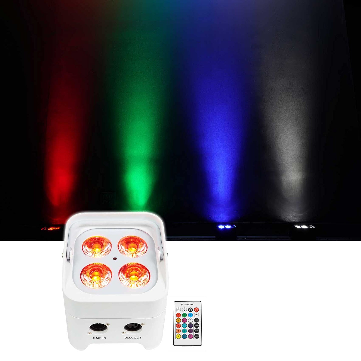 Rockville Best Par 50 White Rechargeable Led Par Wash Light, Wireless Dmx, 4X6W Rgbwa+Uv Leds, 4400Mah Battery, 6500 Lux Output,