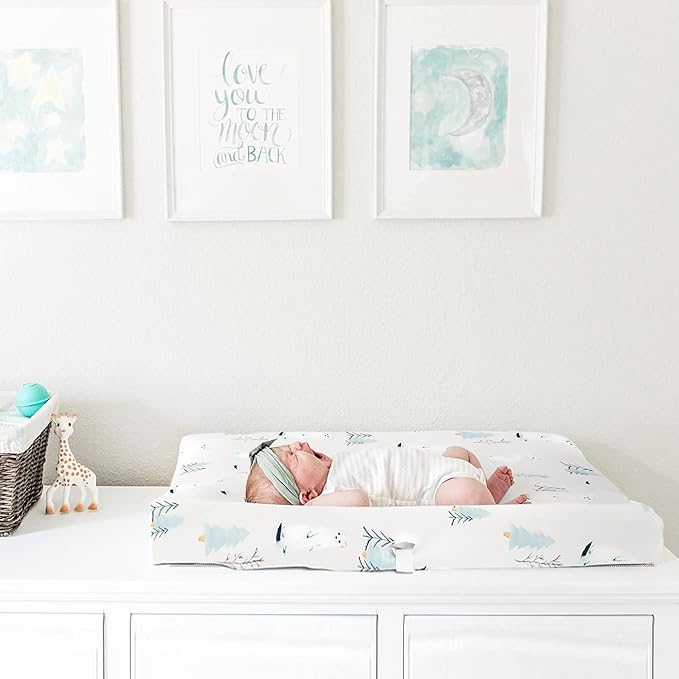 GRSSDER Stretch Ultra Soft Jersey Knit Changing Pad Cover Set 2 Pack, Change Table Pad Covers Fit 32"/34" x 16" Pads Safe and Snug, Cute Wild Forest Mongooses for Baby