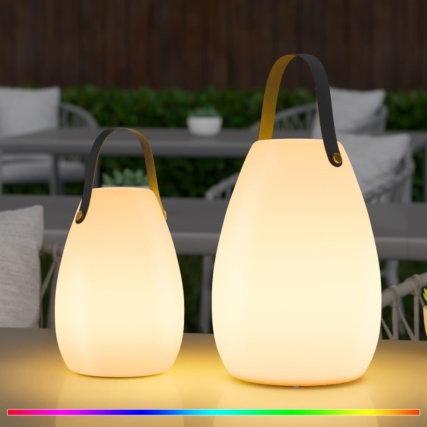 Uuffoo 2 Pack Portable Outdoor Table Lamp - Dimmable Rechargeable Night Lights W/ Remote And 7 Rgb Colors  Ip44 Water-Resistant Hanging Lantern For Patio  Tent  Bedroom  Garden  Emergency