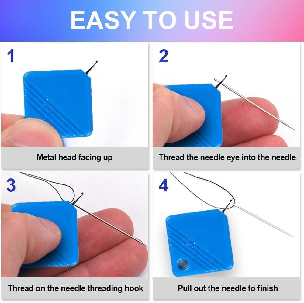 Automatic Needle Threaders for Hand Sewing, 2025 Upgrade Embroidery Floss, Sewing Machine Needle Threader, Sewing Supplies Tool, Fits All Needle Sizes (5, Yellow)