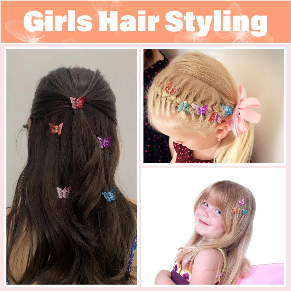 Ahoney 60PCS Mini Butterfly Hair Clips for Hair with Box Glitter 90s Y2k Hair Accessories for Girls Women 10