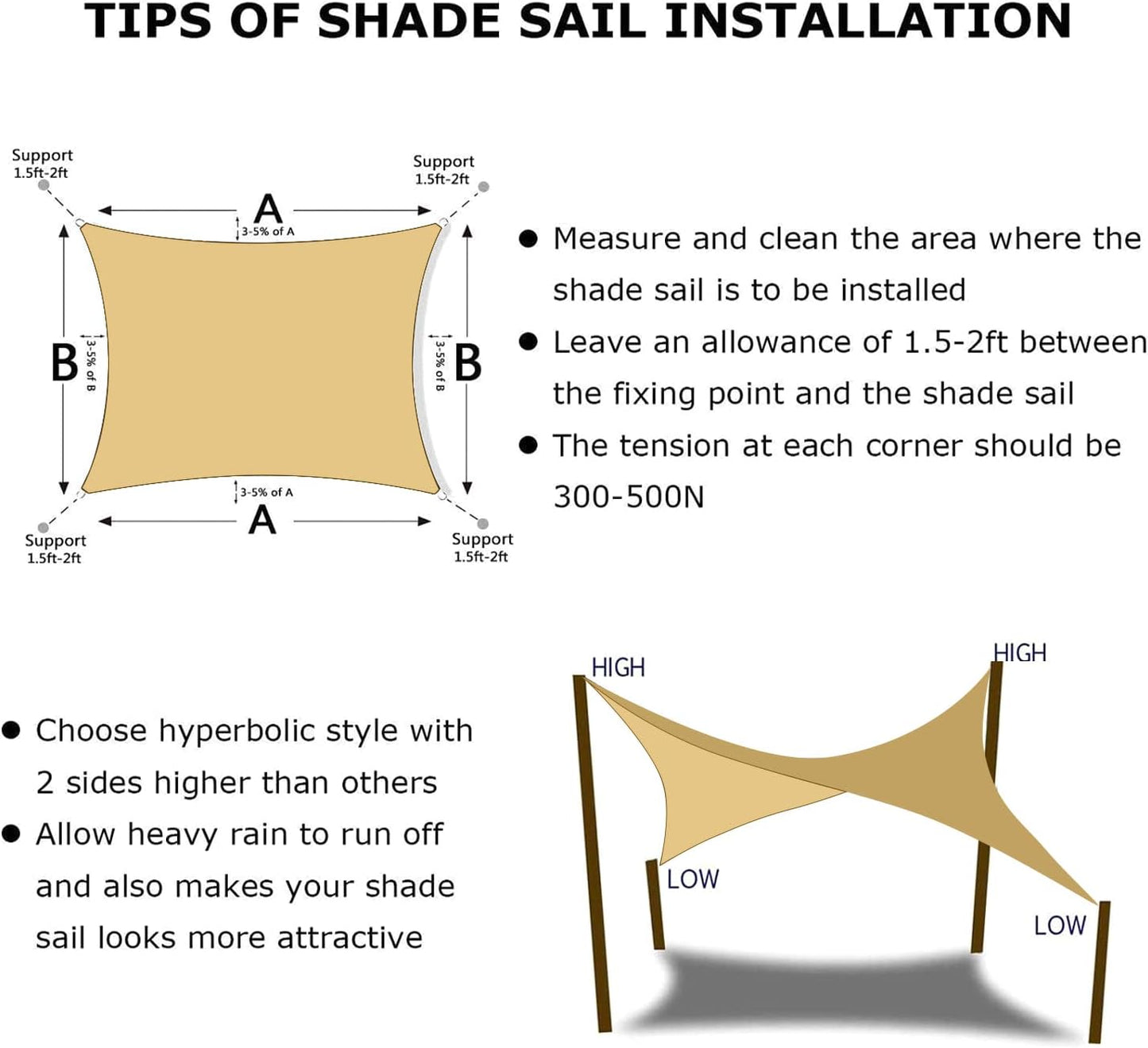 KANAGAWA 7'X7' Sand Custom Size Sun Shade Sail Square UV Block Canopy Cover for Patio Backyard Lawn Garden Outdoor (Customized Available)