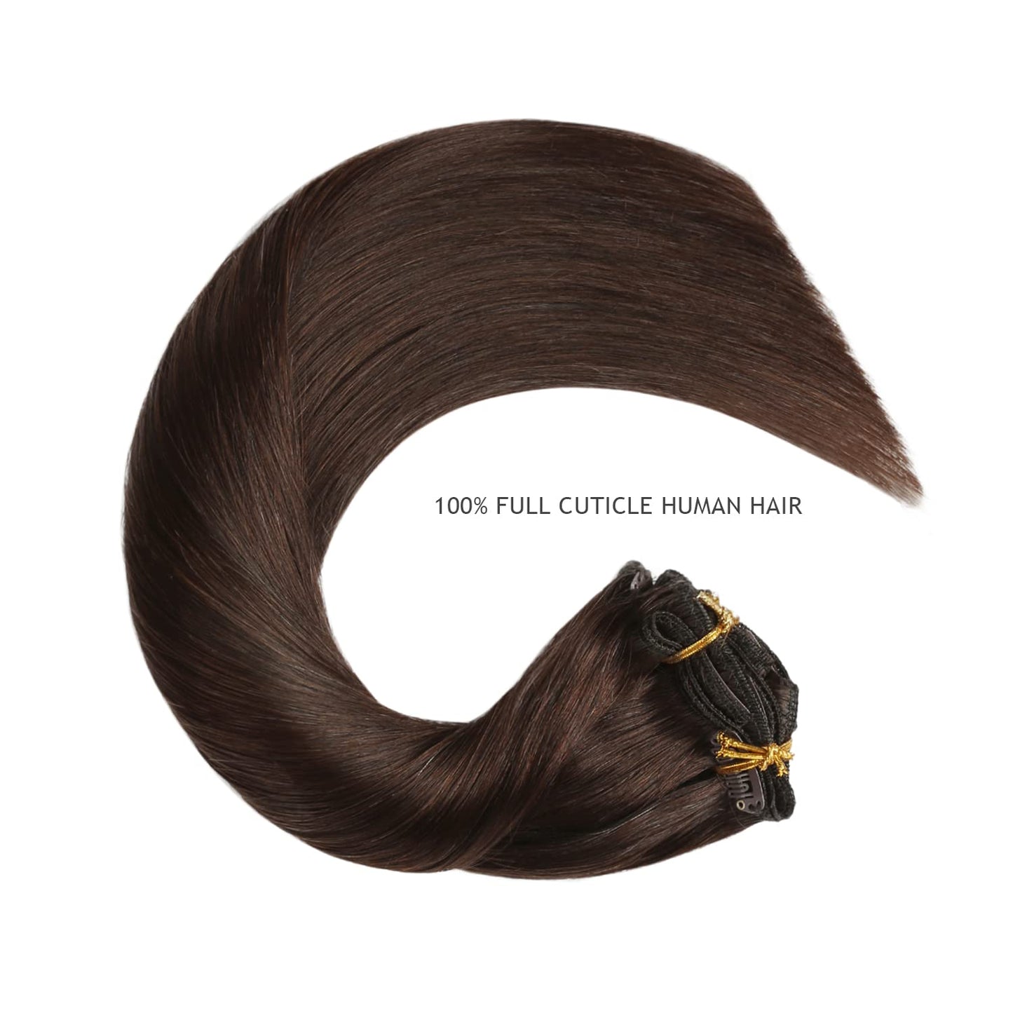 YILITE Hair Extensions Clip in Real Hair 120g 8Pcs Darkest Brown Remy Hair Full Head Straight Double Weft Invisible Clip on Stra