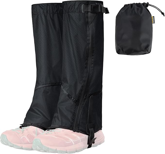 OrrinSports Gators for Hiking Boots with Upgraded Zipper Gaiters for Hiking Snow Waterproof Lightweight Leg Gaiters for Me...