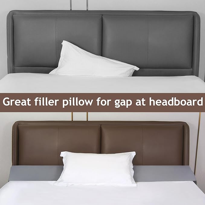 Vekkia Queen Bed Wedge Pillow for Headboard/Headboard Pillow/Bed Gap Filler/Pillow Wedge for Headboard Gap,Close Gaps Between Mattress and Headboard(Gray 60"x6.5"x4.5")