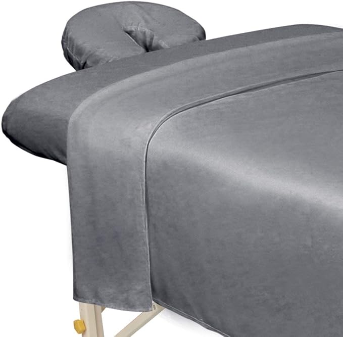 ForPro Professional Collection Premium Microfiber 3-Piece Massage Sheet Set, Cool Grey, Ultra-Light, Stain, and Wrinkle-Re...