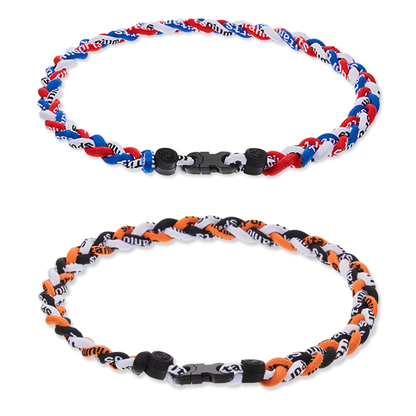 Junkin 6 Pcs Baseball Necklaces Three Braided Rope Titanium Necklace for Team Gifts Boys Men Player Softball Fans Sports (Retro