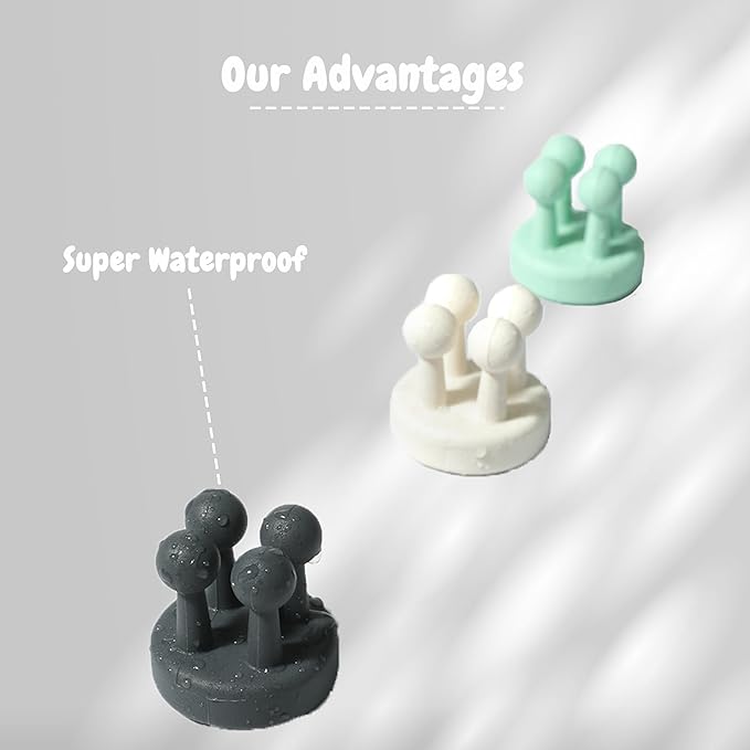 6Pcs Silicone Toothbrush Holders for Bathrooms,Waterproof Self Adhesive Multifunctional Hook for Hanging Towel Key Plug Cable for Bathroom Kitchen Living Room Office Black