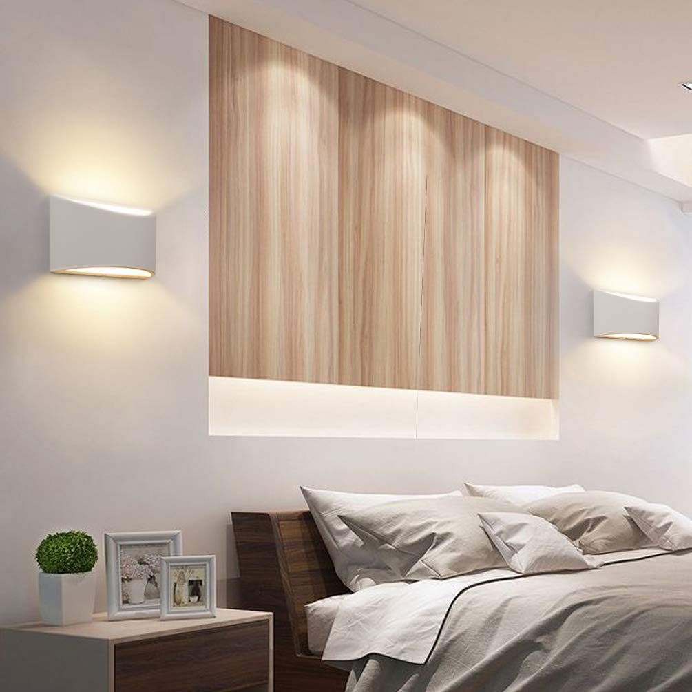 Aipsun Led Wall Sconce Set Of 2, Modern Aluminum Up And Down Mount, Warm White 3000K For Living Room, Bedroom, Hallway