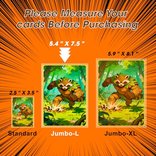 100 Pack Jumbo Card Sleeves Size L (5.4"x7.5") 4 Mil - Oversized Card Sleeves for Thick Trading Cards, Sports & Photos Sto...