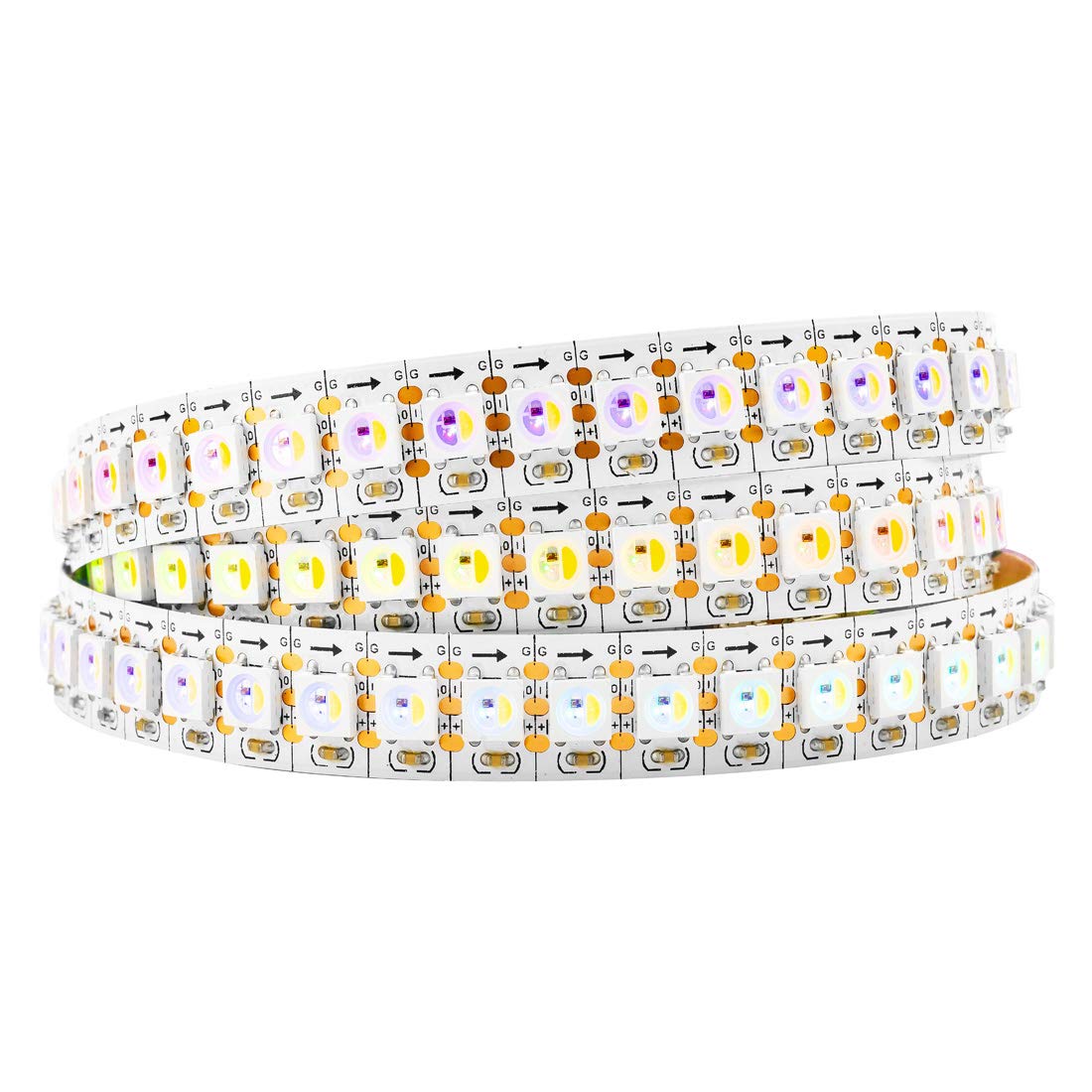 Btf-Lighting Rgbw Rgb+Warm White Sk6812 (Similar Ws2812B) Individually Addressable 3.3Ft 1M 144(2X72) Leds Flexible 4 Colors In 1 Led Dream Color Led Strip Ip30 Non-Waterproof Dc5V White Pcb