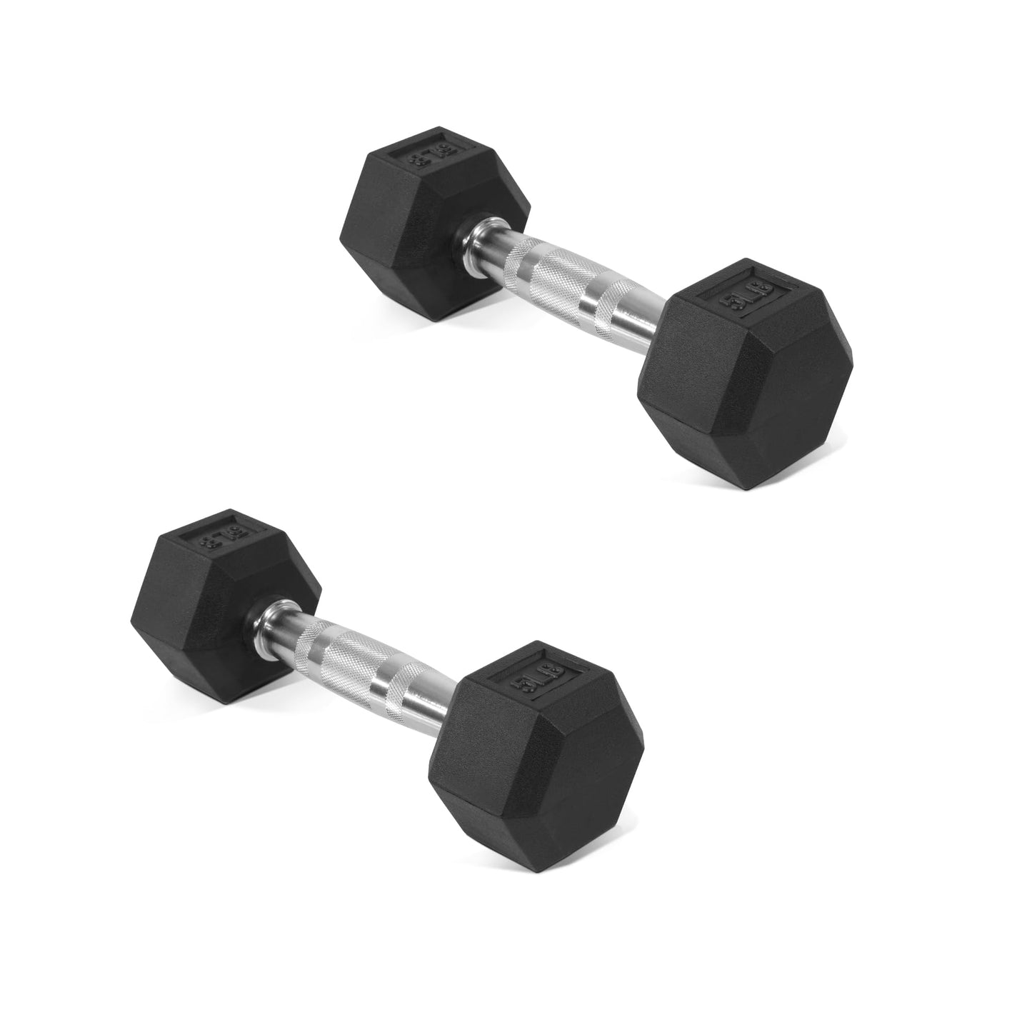 Fitvids Hex Dumbbells Rubber Coated Hand Weights Pairs for Exercises and Fitness, 5 LB Pair
