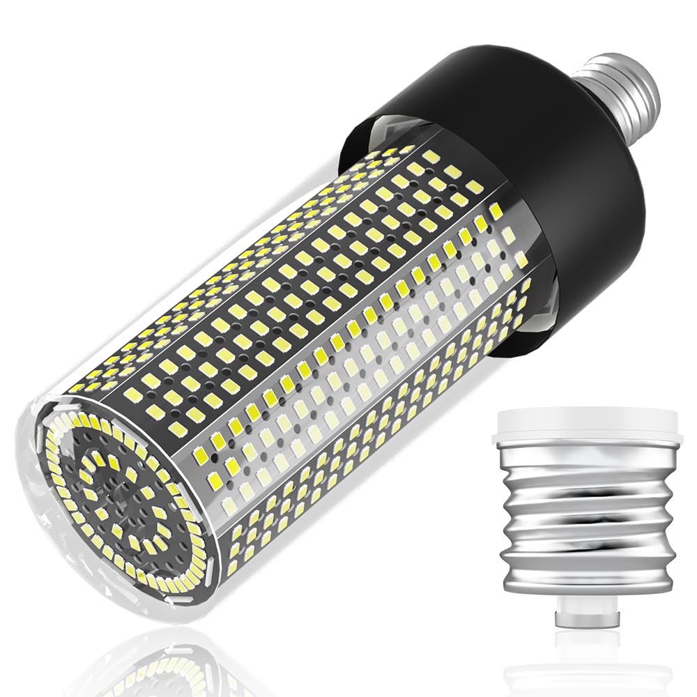 800W Equivalent E26 Led Corn Light Bulb 500Leds 12350Lumen 6000K Daylight Super Bright E39 Mogul Base Lamp Bulbs 100-277V Outdoor Indoor Garage Warehouse Factory Large Area Commercial Lighting