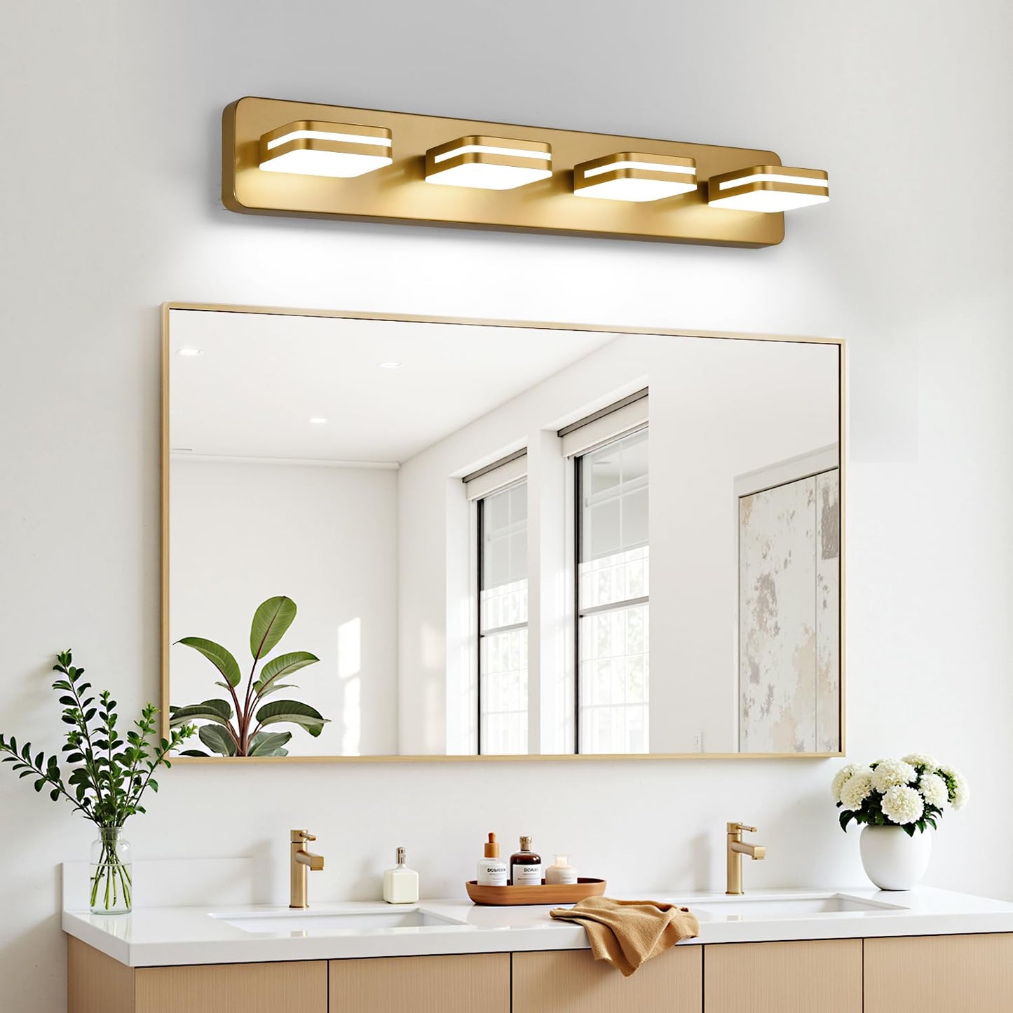 1600Lm Led Modern Bathroom Vanity Light Fixtures  360?Rotate Acrylic Gold Vanity Lights For Bathroom  Modern Wall Lighting Fixtures Over Mirror Kitchen Living Room (Natural White Light 5000K)