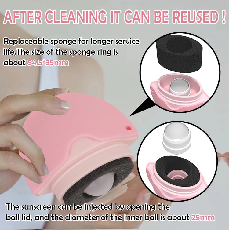 Sunscreen Applicator,Refillable Roll on Sponge Sunscreen, Suncream & Lotion Applicator,Sun Lotion Applicator Sun Cream Brush Set